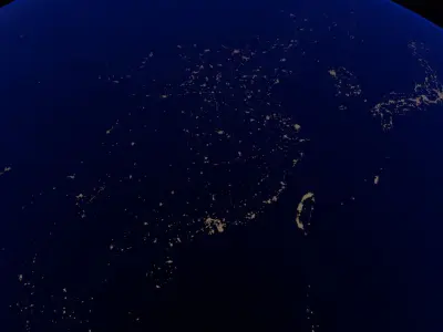 The earth and moon in space 3D model