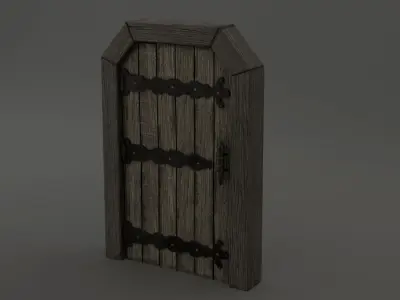 Medieval Door Wooden Decorative Handle 3D Model Low-poly 3D model