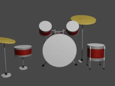 Drums Low Poly drum set 3D model