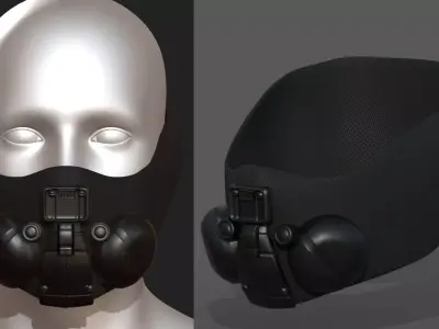 Gas mask respirator scifi futuristic 3d  Low-poly 3D model 4