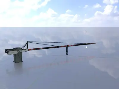 Railway Crossing Barrier 8 m closed Low-poly 3D model