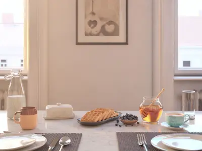 Butter Waffles Breakfast 3D model
