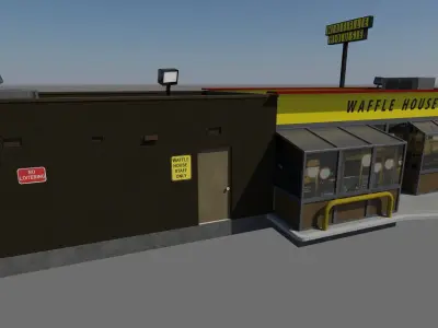 Waffle House - realistic PBR textured low-poly model  Low-poly 3D model