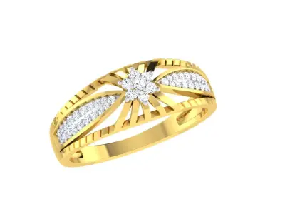Light Weight Yellow Gold Diamond Ring  -ZA RN 7801 3D print model