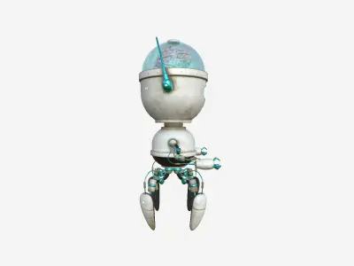 Brain Robot G07 White Dust - SciFi Character Design Low-poly 3D model
