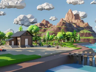 Mountain River Scene 3D model