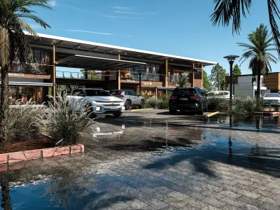 Retail Center Exterior Scene 3D model