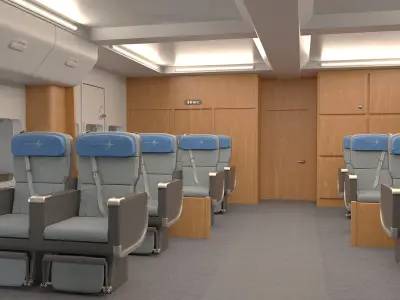  Passenger Gondola Cabin Hybrid Airship White with Interior 
