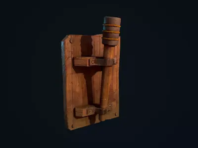 Wooden Torch Low-poly 3D model