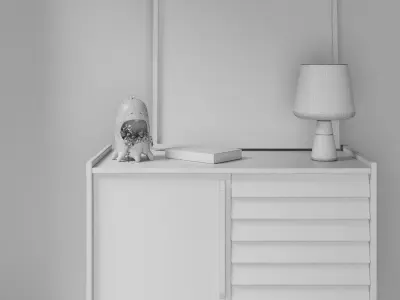 Vintage cupboard with ceramic pot 3D model