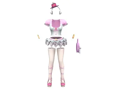 Anime Manga Girl Outfit Low-poly 3D model