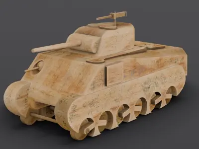 Wooden Toy Vehicle 2 Low-poly 3D model