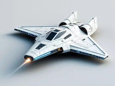 SciFi Starship Interceptor MKI Low-poly 3D model