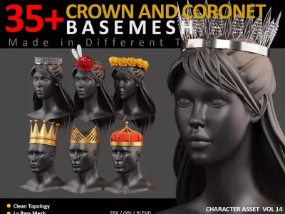 35 CROWN BASEMESH  Low-poly 3D model