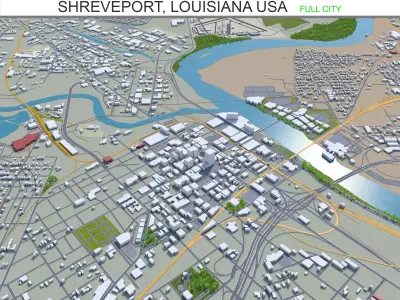 Shreveport Louisiana USA 40km Low-poly 3D model