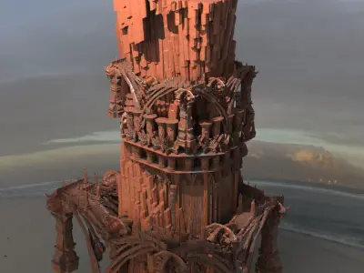 Desert Arrakis Towers tall  3D model