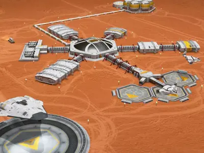 Moon or Mars base 3D model