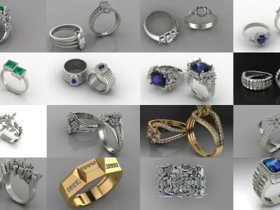 Jewelry rings 3D Model Pack