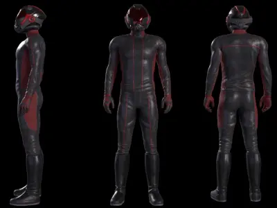 MX01 Male Space Suit Black LITE VERSION Low-poly 3D model