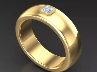 Light Gold Diamond Men Ring 2MR079 3D model