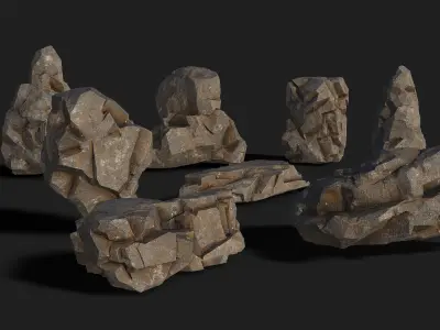 Mountain cliff Rocks - 3D Models PBR Pack 01 Low-poly 3D model