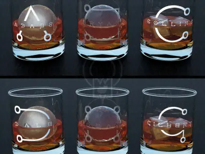 Monogram Whisky tumbler glass V2 futuristic 3D model
