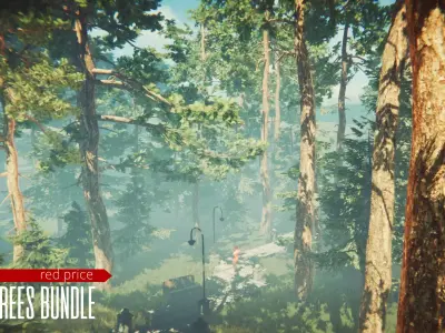 Trees Bundle Low-poly 3D model