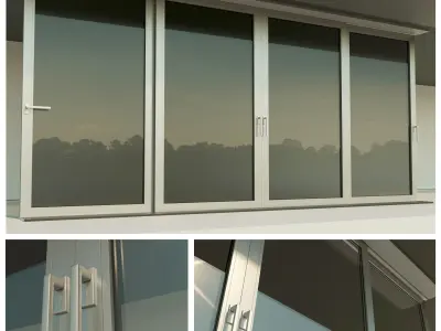 Panoramic sliding system Window Door Low-poly 3D model