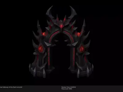 Low Poly Stylized Infernal Gateway of the Dark Lord Low-poly 3D model