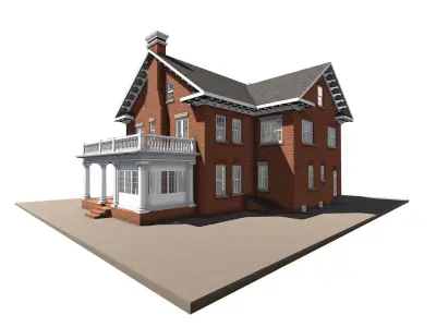 Old Brick House Low-poly 3D model