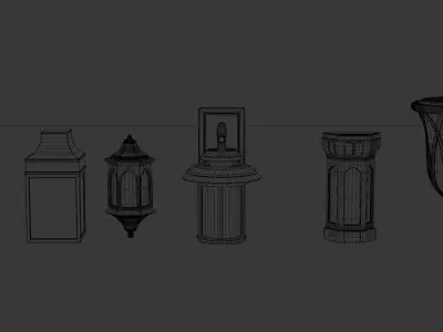 Gothic Lamps Low-poly 3D model