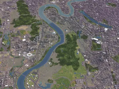 Nanning - 3D City Model Low-poly 3D model