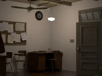 high poly office with all objects 3d models Free low-poly 3D model