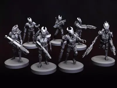 Alien Warriors Squad 3D print model