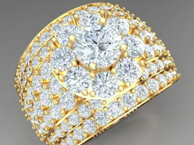 Light Gold Diamond Men Ring 2MR017 3D model