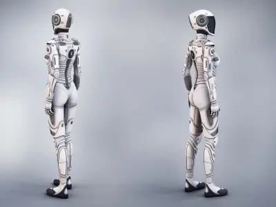 White Female Cyborg 3D model