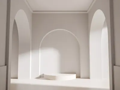 White room with archway and pedestal 3D model