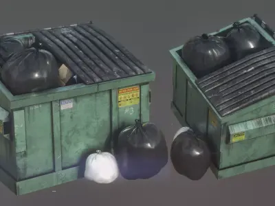 Garbage Dumpster Low-poly 3D model