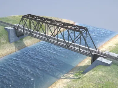 RW Bridge Vologda-II mono ferma Low-poly 3D model