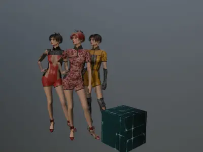 Cyborg Woman Low-poly 3D model