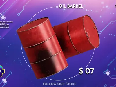 Oil barrel  Game assets Low-poly 3D model