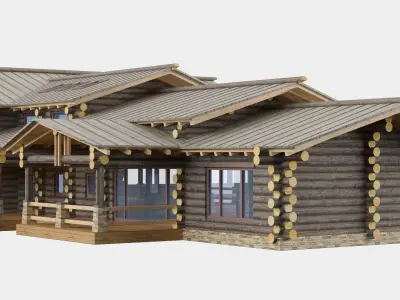 cottage Log house 3D model