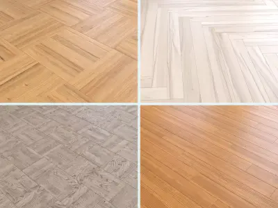 Parquet - Laminate - Wooden floor 4 in 1 Low-poly 3D model