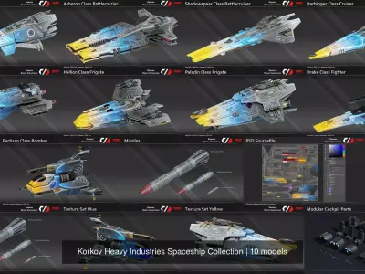 Korkov Heavy Industries Spaceship Collection 3D Model Pack