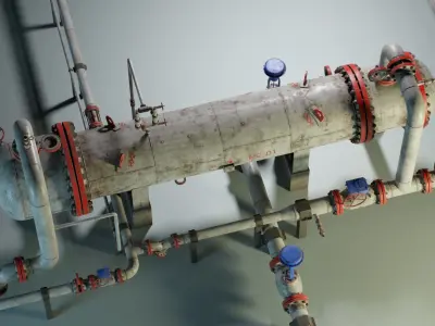 Industrial Heat Exchanger PBR Game Ready Low-poly 3D model