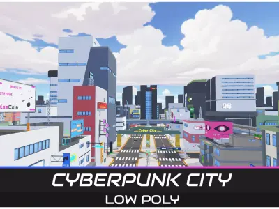 LowPoly Cyberpunk City Low-poly 3D model