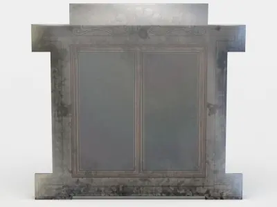 Window antique mirror with silver frame Low-poly 3D model