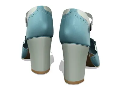 Retro Vintage Heel Shoes Low-poly 3D model