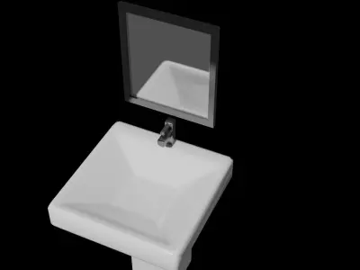 Sink And Mirror Low-poly 3D model