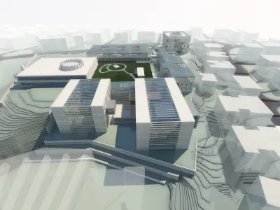 Campus Buildings Set 01 Low-poly 3D model